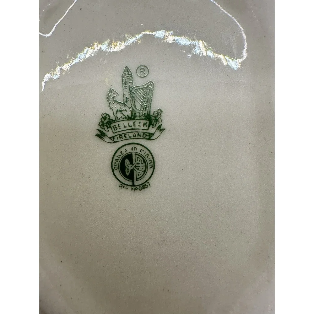 VINTAGE BELLEEK IRISH PORCELAIN SHELL CORAL PATTERN CANDY‎ NUT BOWL LUSTRE